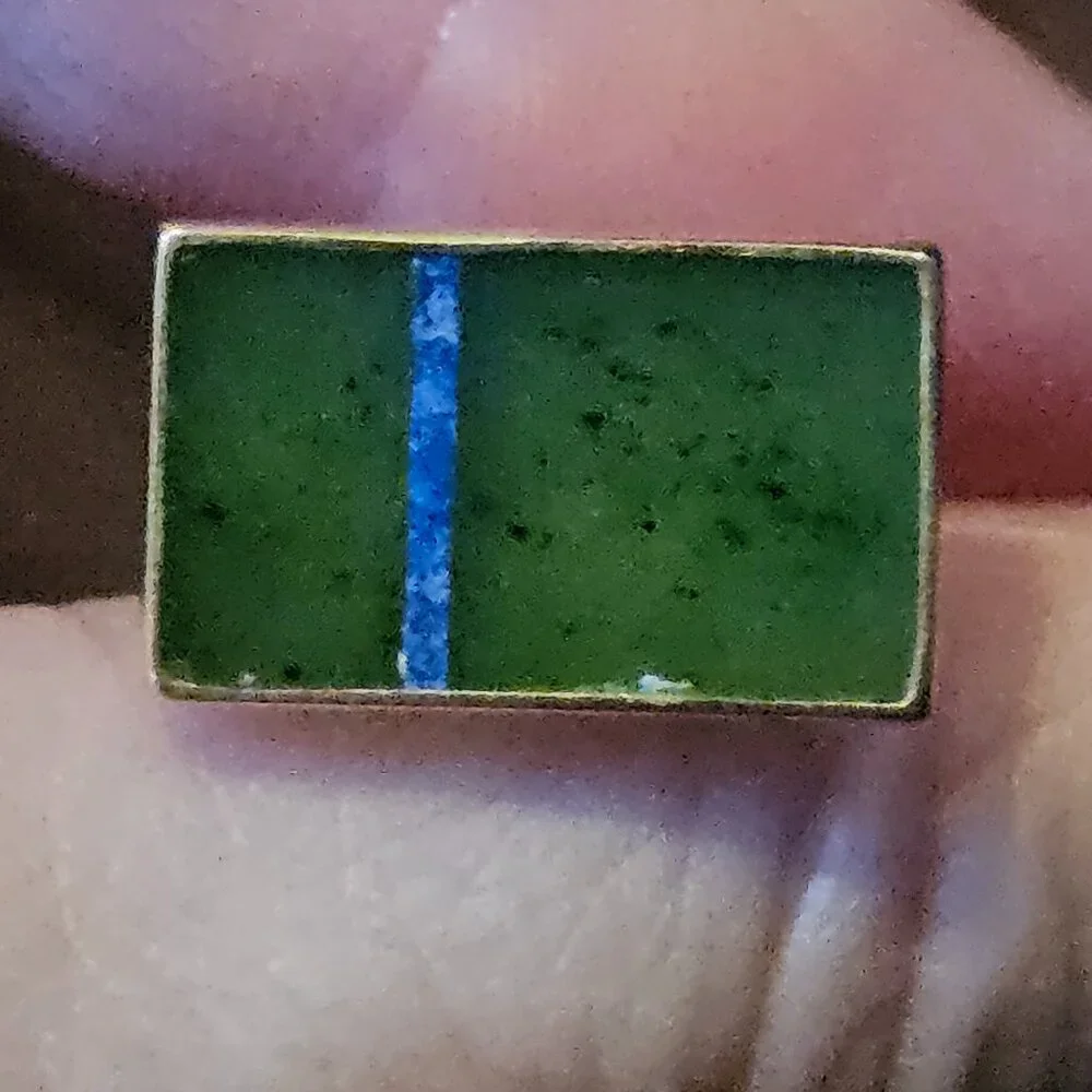 RARE DESIGNER VINTAGE GUMPS GREEN JADE JADEITE LAPIS LAZULI 14K GOLD CUFFLINKS